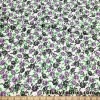 Purple and Charcoal Roses Print on White Cotton Jersey Fabric at FlukyFabrics.com