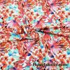 Colorful Paradise Flowers Over a White Background Nylon Spandex Fabric