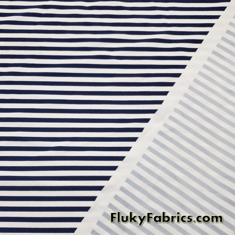 Dark Navy and White Stripes Nylon Spandex Swimwear Fabric