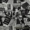 Newspaper on Heather Gray and Black Fashion Print Cotton Jersey Lycra Fabric000