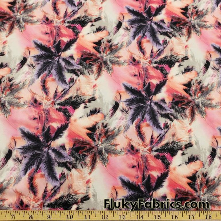 Sunset Palm Trees Double Exposure Poly Spandex Swimwear Fabric by The