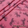 Horses and Roses Print on Pink Cotton Jersey Fabric