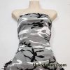 Black, Gray and White Camo Print Interlock Cotton Knit Fabric