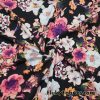 Orchid Flowers Print on a Black Background Lightweight Cotton Spandex Fabric