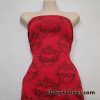 Hearts, Roses, Thorns, Crosses, Flames Print on Red Cotton Lycra Fabric