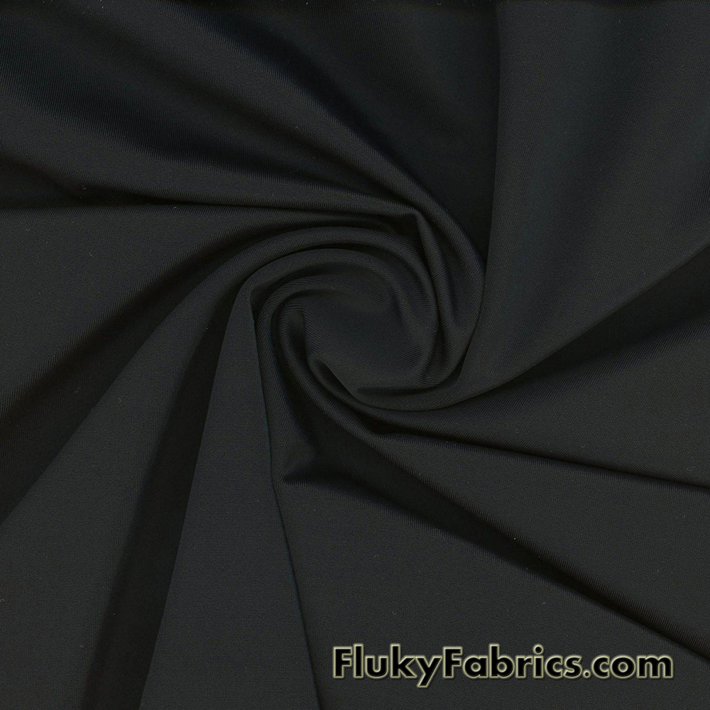 Black 4-Way Stretch Nylon Spandex Fabric by The Yard