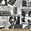 Newspaper on Black and White Fashion Print Cotton Jersey Spandex Fabric at FlukyFabrics.com