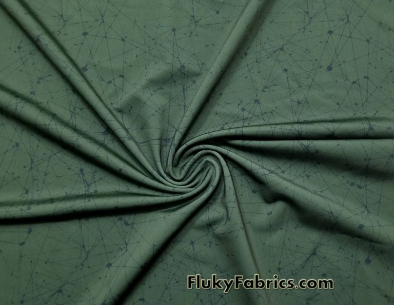 Night Sky on Olive Swimwear Nylon Spandex Fabric
