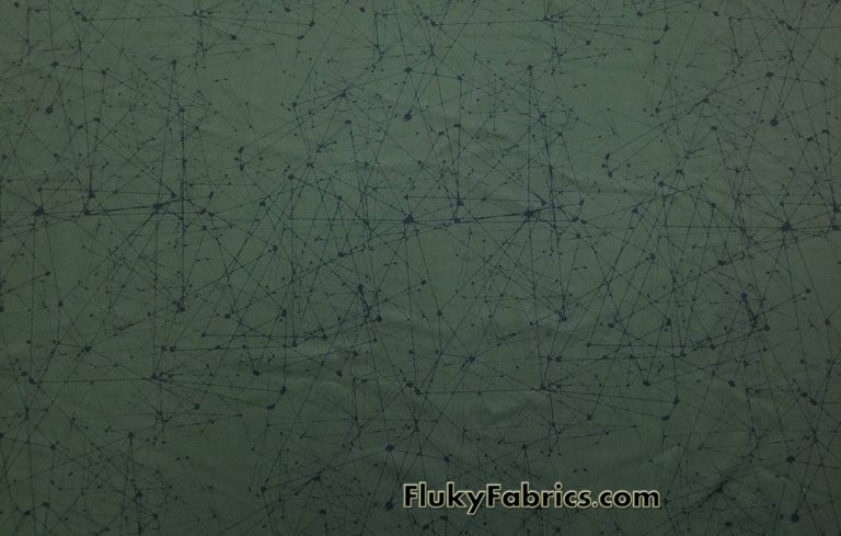 Night Sky on Olive Swimwear Nylon Spandex Fabric