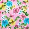 Spring Flower Mix on Pink Quality Swimsuit Nylon Spandex Fabric
