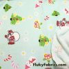 Christmas Print on Mint Background Cotton Rib Fabric