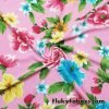 Spring Flower Mix on Pink Quality Swimsuit Nylon Spandex Fabric