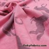 Horses and Roses Print on Pink Cotton Jersey Fabric