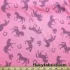 Horses and Roses Print on Pink Cotton Jersey Fabric