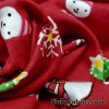 Christmas Print on Red Background Cotton Rib Fabric