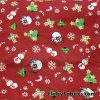 Christmas Print on Red Background Cotton Rib Fabric