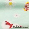 Christmas Print on Mint Background Cotton Rib Fabric