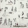 Native Australia Print with Kangaroos, Boomerangs, Huts Cotton Jersey Fabric