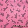 Horses and Roses Print on Pink Cotton Jersey Fabric