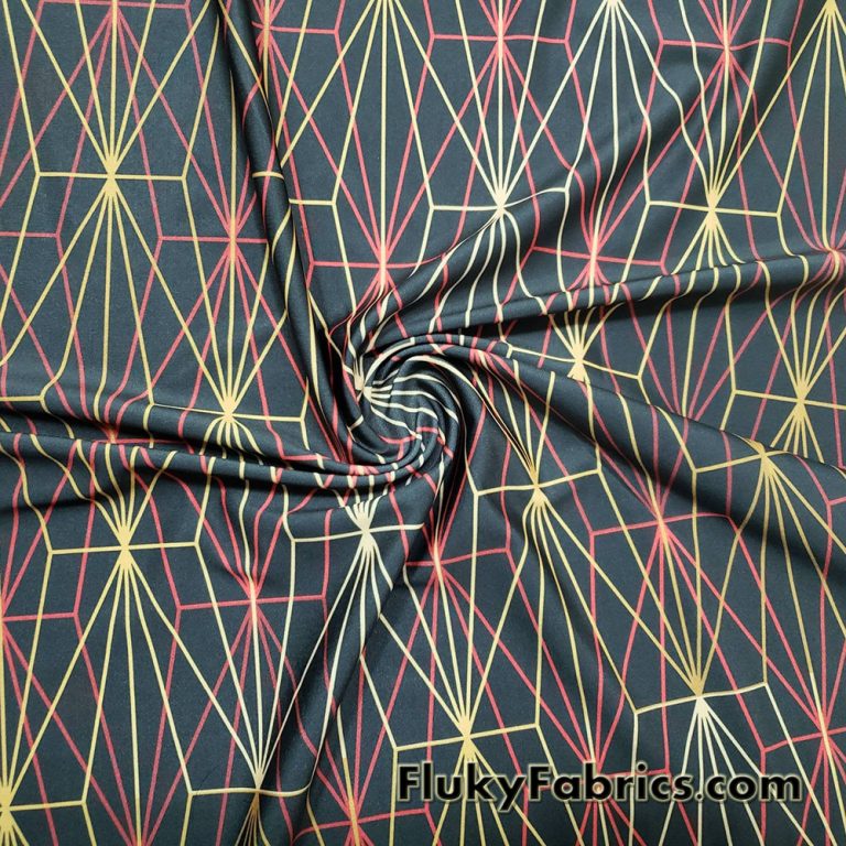 Nylon Spandex Fabric Golden Matrix Design Print for Swimwear and Active wear