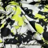 Gray and Lime Green Abstract Flowers Swimsuit Fabric