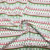 Festive Christmas Stripes with Silver Lurex Cotton Jersey Knit Fabric