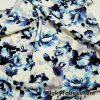 Blue Flowers on Ivory Poly Rayon Spandex Fabric