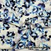 Blue Flowers on Ivory Poly Rayon Spandex Fabric