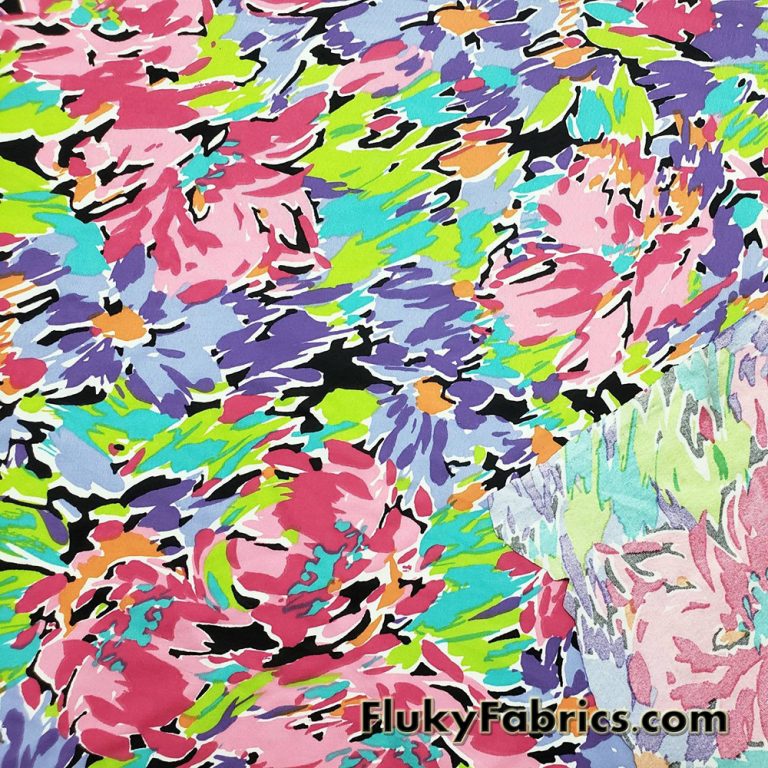 Abstract Flowers and Petals Print Swimwear Poly Spandex Fabric