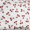 French Terry 100% Cotton Fabric with Distressed Dark Red Cherries Print on White