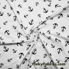 Black Anchors Nautical Design Print on White Cotton Spandex Fabric