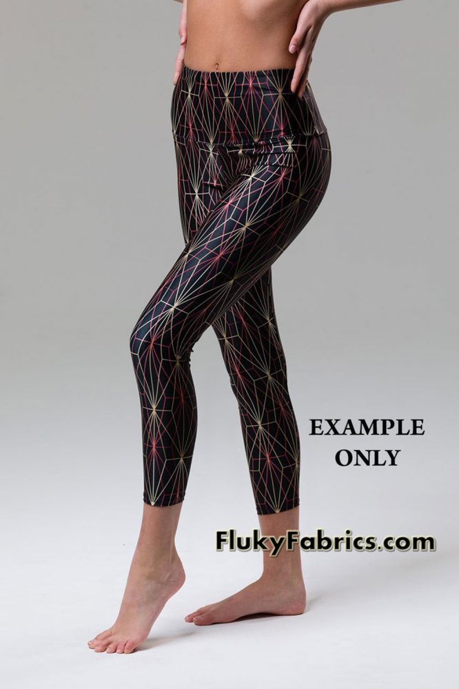 Nylon Spandex Fabric Golden Matrix Design Print for Swimwear and Active wear