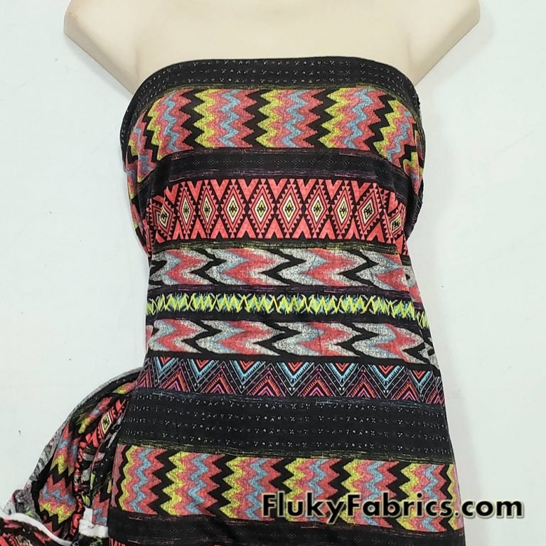 Poly Spandex Jersey Tribal Ethnic Print Fabric
