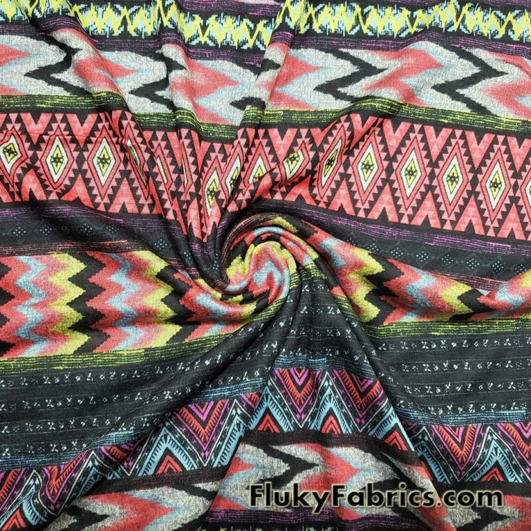 Poly Spandex Jersey Tribal Ethnic Print Fabric