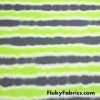 Lime, Gray and White Stripes Print Nylon Spandex Fabric