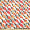 Abstract Lava Triangles and Polka Dots Print Nylon Spandex Swimsuit Fabric at FlukyFabrics.com