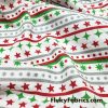 Festive Christmas Stripes with Silver Lurex Cotton Jersey Knit Fabric