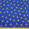 Yellow Starfish on Royal Blue Background Nylon Spandex Fabric at FlukyFabrics.com