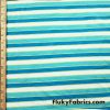 Aqua, Turquoise, Lime and White Yarn Dyed Stripe Cotton Jersey Spandex