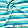 Aqua, Turquoise, Lime and White Yarn Dyed Stripe Cotton Jersey Spandex