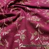 Pink Vines with Gold Lurex Leaves Design On Poly Cotton Jersey Fabric