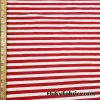 Red and White Yarn Dyed Stripe Cotton Lycra Christmas Stripes Fabric at FlukyFabrics.com