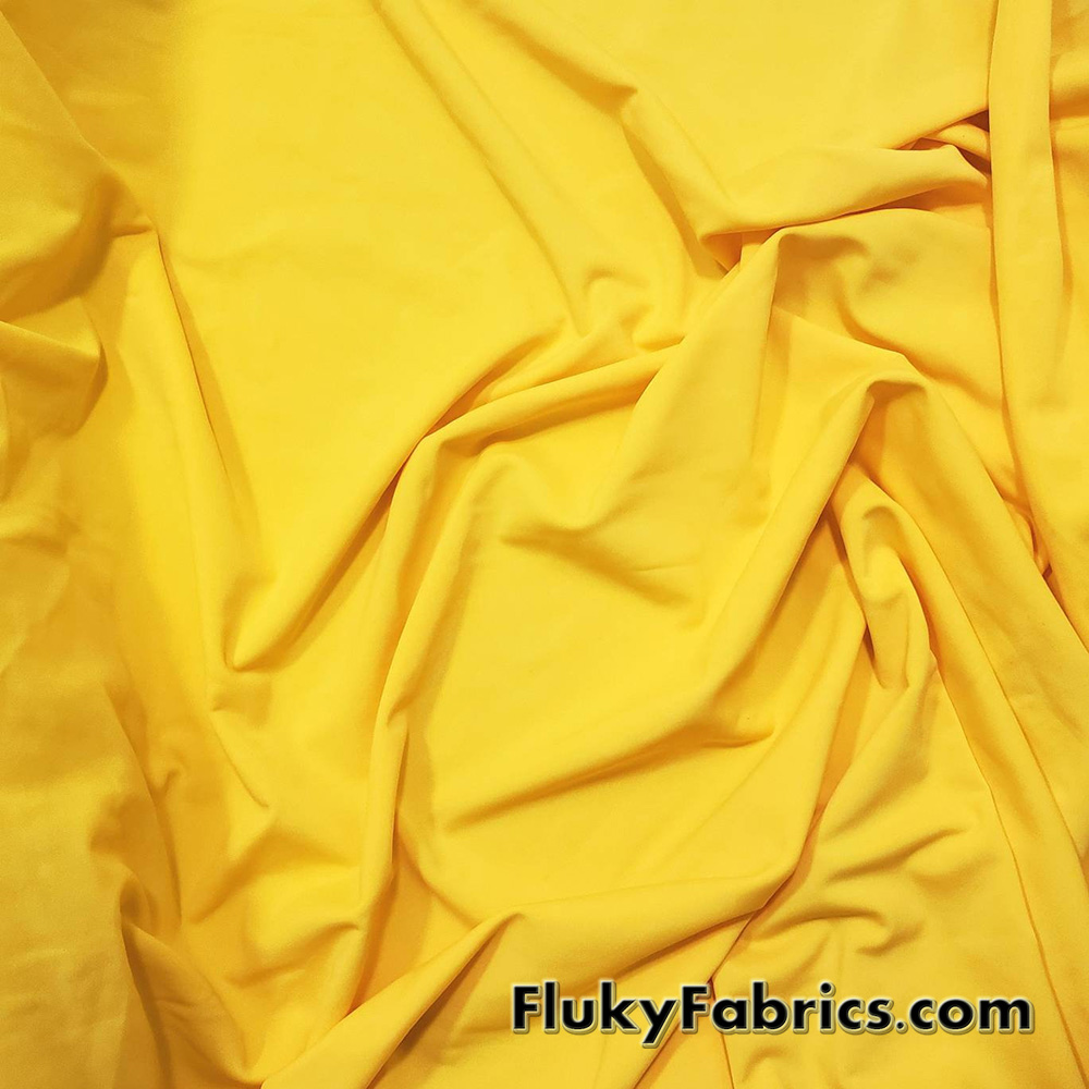 Yellow Solid Nylon Spandex Swimsuit Fabric