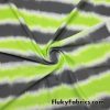 Lime, Gray and White Stripes Print Nylon Spandex Fabric