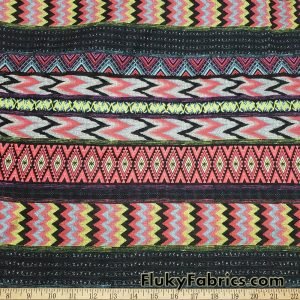 Poly Spandex Jersey Tribal Ethnic Print Fabric Fabric at FlukyFabrics.com