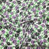 Purple and Charcoal Roses Print on White Cotton Jersey Fabric