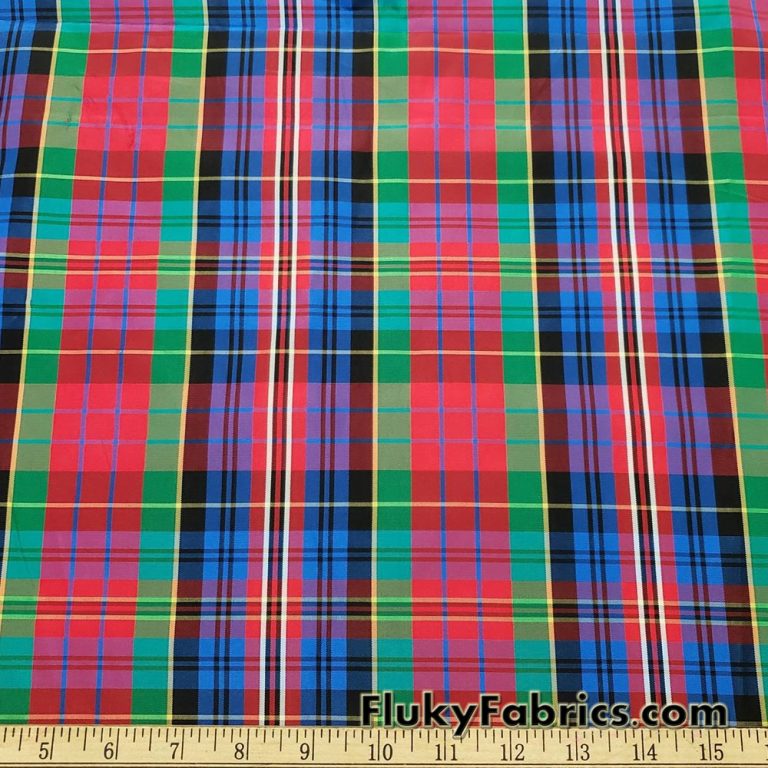 Slightly Flawed Acetate Yarn Dyed Plaid Taffeta Fabric by the Yard
