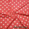 Cute Sliced Oranges or White Flowers Over a Dark Coral Nylon Spandex Fabric
