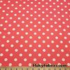 Cute Sliced Oranges or White Flowers Over a Dark Coral Nylon Spandex Fabric at FlukyFabrics.com