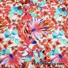 Colorful Paradise Flowers Over a White Background Nylon Spandex Fabric